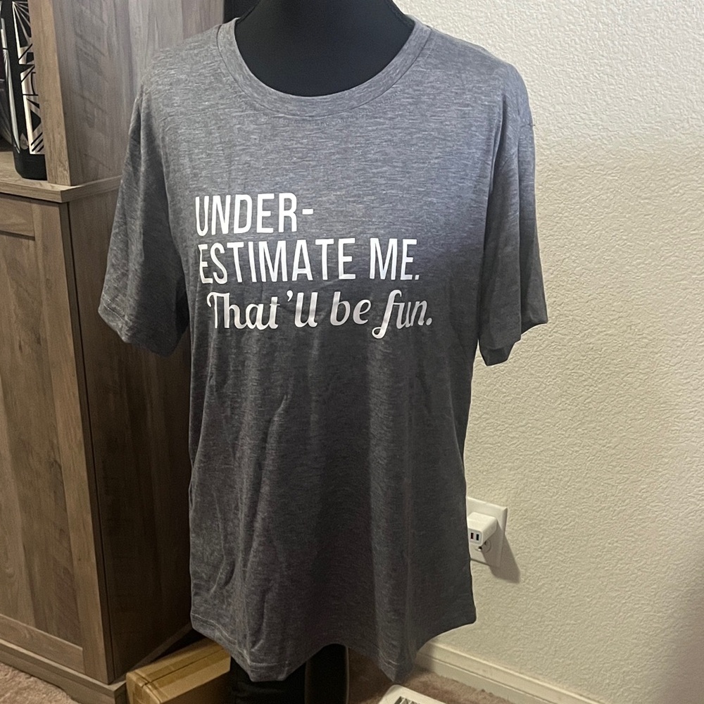 Gray Graphic T-Shirt with White Text
